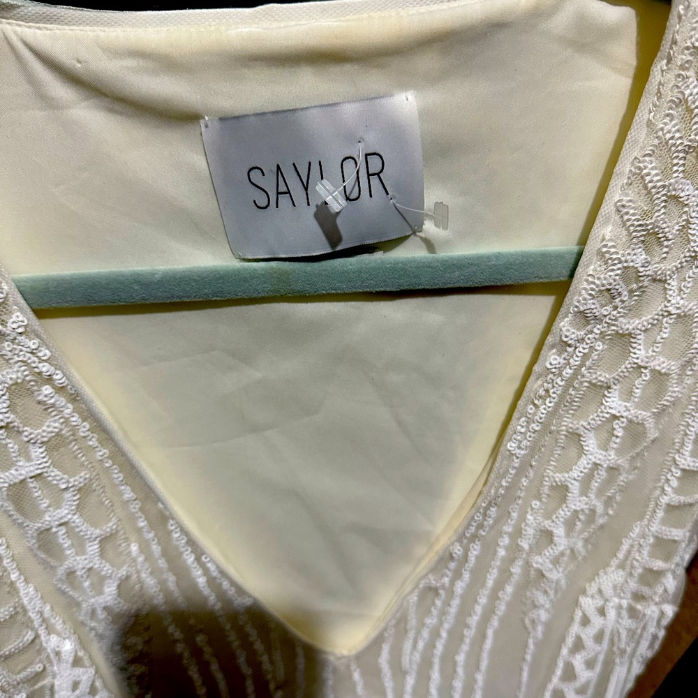 Saylor ivory and white sequin mini dress xs